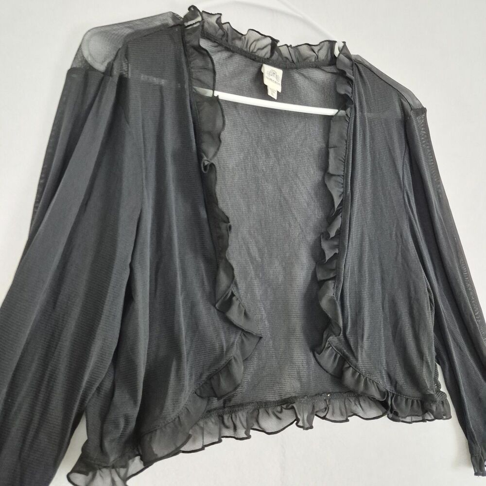 Sangria Black X Large Ruffled Sleeve Sheer Cover Up Cardigan Whimsigoth Romantic - Picture 5 of 13